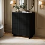 Velmor Ribbed Chest of 5 Drawers Black - Image 2