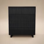 Velmor Ribbed Chest of 5 Drawers Black - Image 4