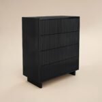 Velmor Ribbed Chest of 5 Drawers Black - Image 5