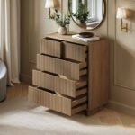 Velmor Ribbed Chest of 5 Drawers Oak - Image 3