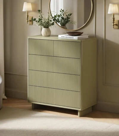 Velmor Ribbed Chest of 5 Drawers Olive Green