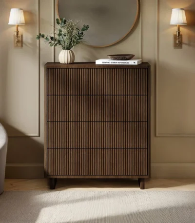 Velmor Ribbed Chest of 5 Drawers Walnut