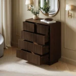 Velmor Ribbed Chest of 5 Drawers Walnut