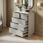Velmor Ribbed Chest of 5 Drawers White - Image 3
