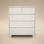 Velmor Ribbed Chest of 5 Drawers White - Image 4