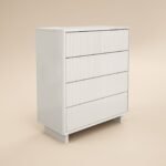 Velmor Ribbed Chest of 5 Drawers White - Image 5