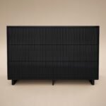 Velmor Ribbed Chest of 6 Drawers Black - Image 4