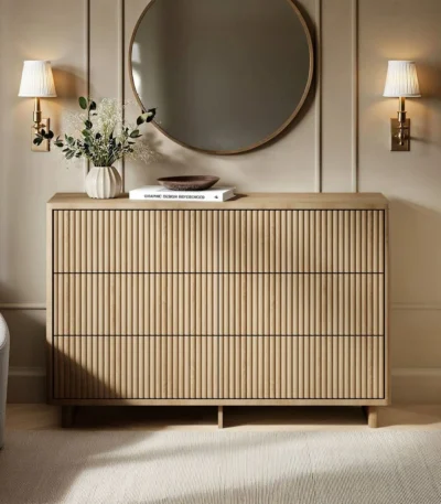 Velmor Ribbed Chest of 6 Drawers Oak