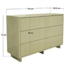 Velmor Ribbed Chest of 6 Drawers Olive Green