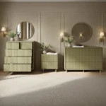 Velmor Ribbed Chest of 6 Drawers Olive Green