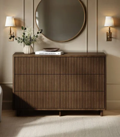 Velmor Ribbed Chest of 6 Drawers Walnut