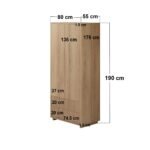 Velmor Ribbed Double Wardrobe with Drawers Oak - Image 6