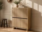 Velmor Slim Ribbed Shoe Cabinet with 2 Flip Drawers