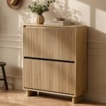Velmor Slim Ribbed Shoe Cabinet with 2 Flip Drawers