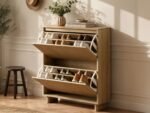 Velmor Slim Ribbed Shoe Cabinet with 2 Flip Drawers - Image 3