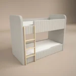 Venna Panelled Upholstered Bunk Bed with Wooden Ladder