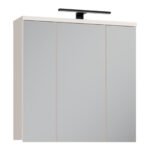 Veris 3 Door Mirrored Bathroom Cabinet with Integrated LED Lighting in Sand