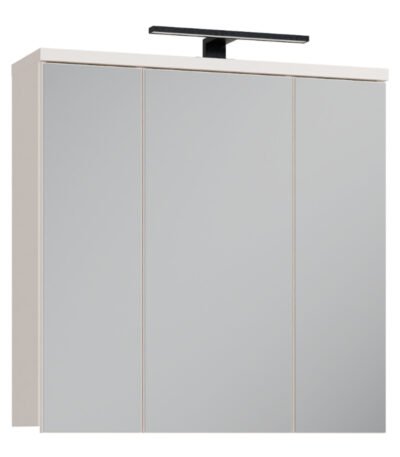 Veris 3 Door Mirrored Bathroom Cabinet with Integrated LED Lighting in Sand
