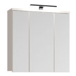 Veris 3 Door Mirrored Bathroom Cabinet with Integrated LED Lighting in Sand