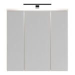 Veris 3 Door Mirrored Bathroom Cabinet with Integrated LED Lighting in Sand
