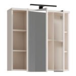 Veris 3 Door Mirrored Bathroom Cabinet with Integrated LED Lighting in Sand