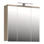 Veris 3 Door Mirrored Bathroom Cabinet with Integrated LED Lighting – Sonoma Oak & White Gloss