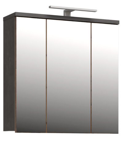 Veris 3 Door Mirrored Bathroom Cabinet with Integrated LED Lighting – Walnut & Dark Grey