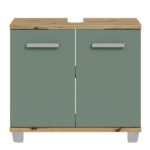 Veris 5 Piece Bathroom Set Artisan Oak & Sage Green Doors