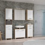 Veris 5 Piece Bathroom Set Sonoma Oak & White High Gloss