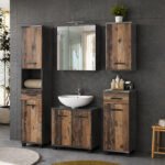 Veris 5 Piece Bathroom Set Walnut & Dark Grey