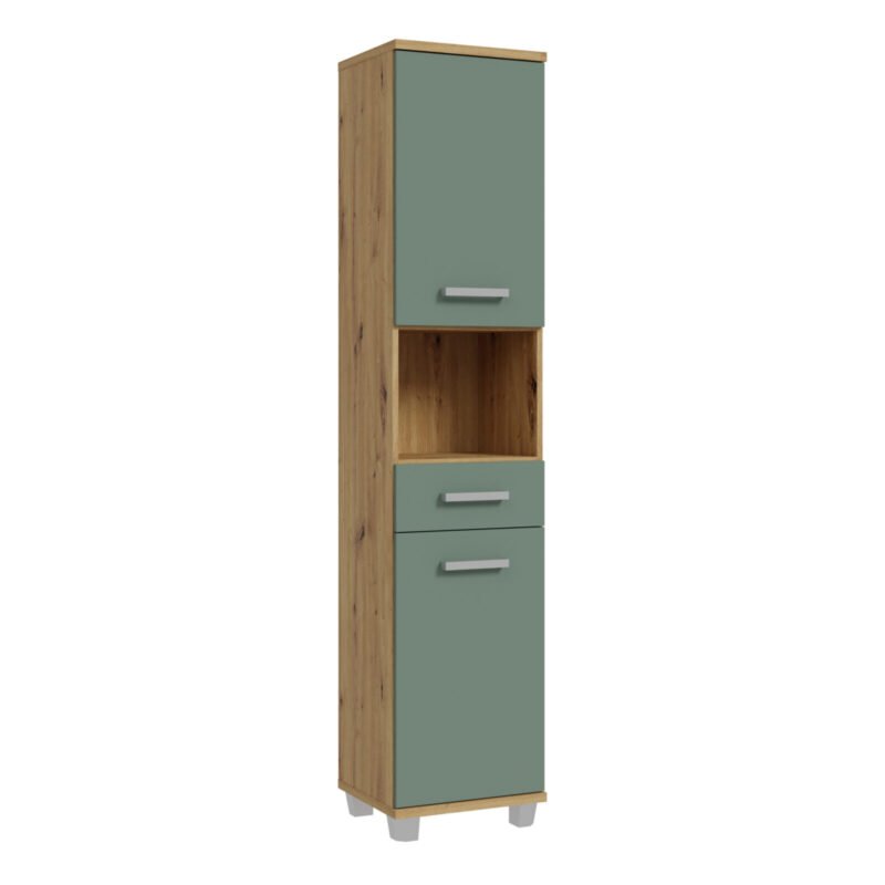 Veris Tall Narrow Bathroom Cupboard with 2 Doors & 1 Drawer