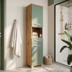 Veris Tall Narrow Bathroom Cupboard with 2 Doors & 1 Drawer