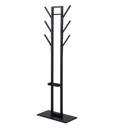 Vinson coat hanger, frame and base matt black powder coated steel, 56x28x165 cm