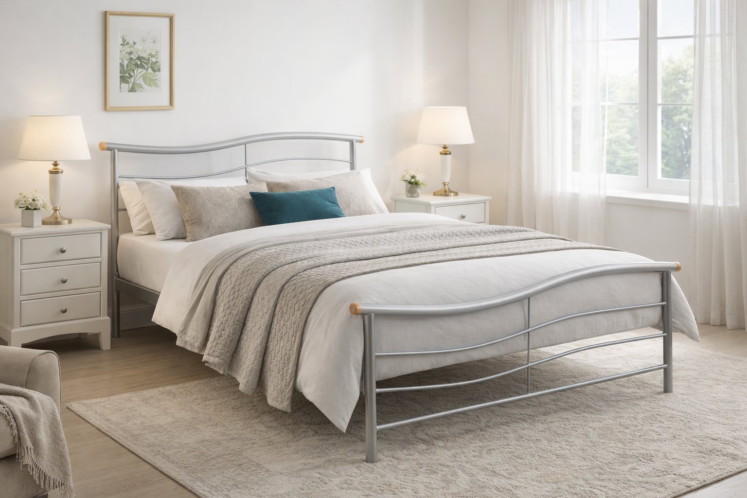 waverley-metal-bed-frame-silver-double-1.jpg Waverley Metal Bed Frame - Image 1