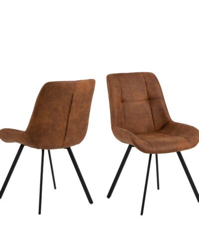 Waylor Dining Chair in Brown Fabric Set of 2