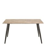 Wicklow Ceramic Dining Table Brown/Black 140-80cm includes 4 Brooke Dining Chairs in Monza Beige