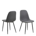 Wilma Dining Table with Oak Top & Black Legs 120x80cm includes 4 Celia Dining Chairs in Light Grey
