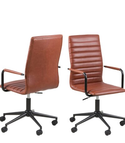 Winslow Swivel Desk Chair With Adjustable Height Function in Vintage Brandy