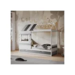 Woodland House Bed with Trundle White/Grey