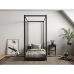 Zara Four Poster Canopy Bed Frame Black