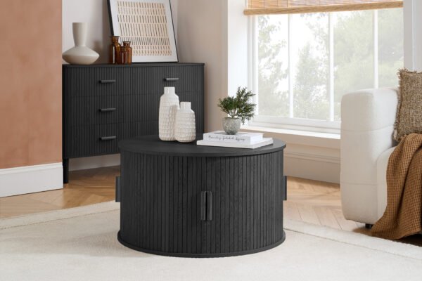 Axel Round Fluted Coffee Table with Storage