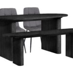 Axel Oval Fluted Dining Table With 2 Chairs And Bench