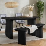 Axel Oval Fluted Dining Table With 2 Chairs And Bench