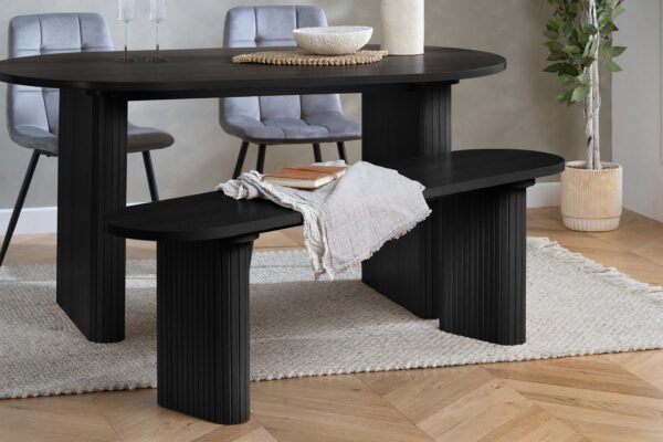 Axel Oval Fluted Dining Table With 2 Chairs And Bench - Image 4