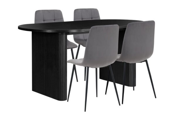 Axel Oval Fluted Dining Table With 4 Chairs