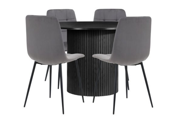 Axel Round Fluted Dining Table with 4 Chairs