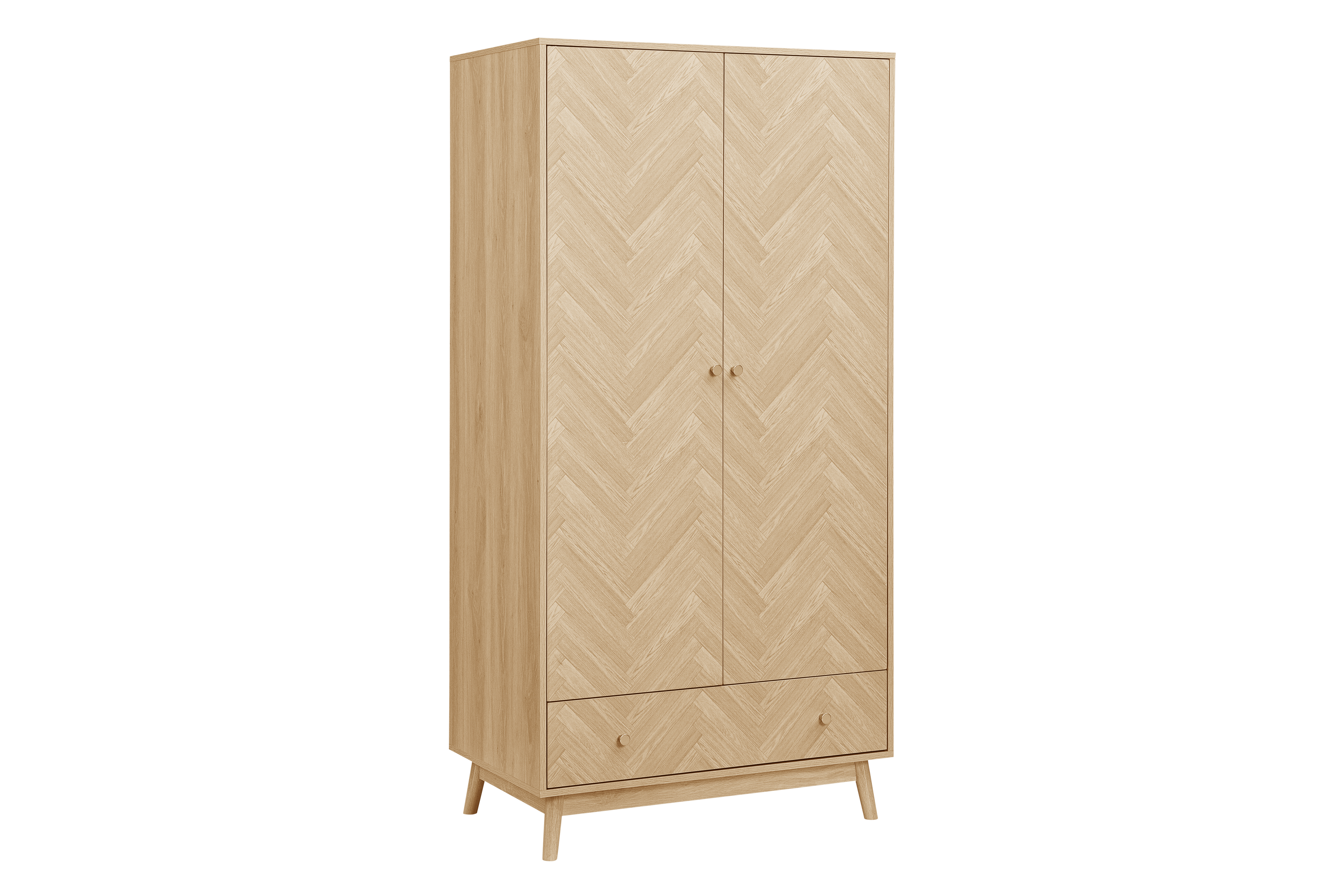 HERWD21OAK-Herringford_2_Door_1_Drawer_Wardrobe-AN_9crlex Herringford 2 Door 1 Drawer Wardrobe - Image 1
