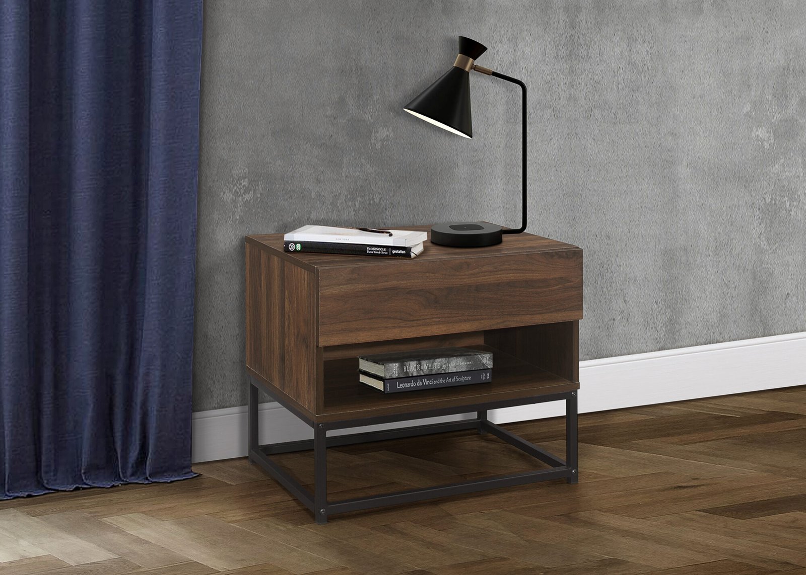 HOS1BSWAL_Houston_1_Drawer_Bedside_RS_AN Houston 1 Drawer Bedside - Image 1