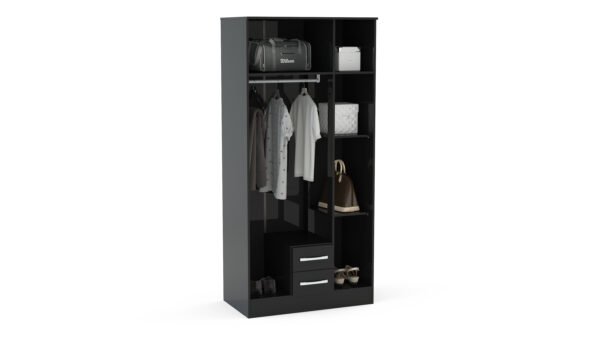 Lynx 3 Door 2 Drawer Wardrobe With Mirror - Image 2