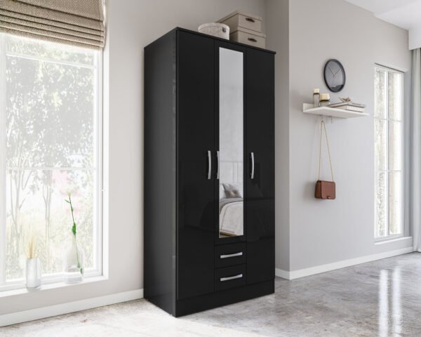 Lynx 3 Door 2 Drawer Wardrobe With Mirror - Image 3
